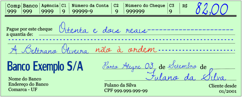 Como preencher um Cheque 